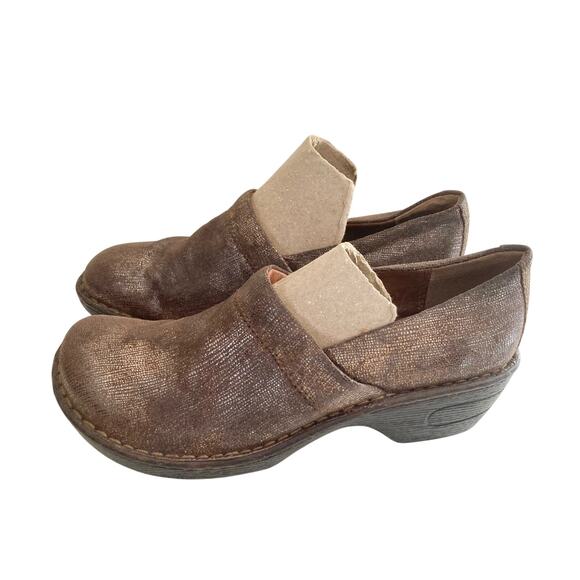 Born Women's Clogs Mules Shoes Bronze Textured Size 8 Leather - Picture 1 of 6